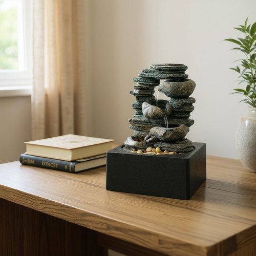 Led water fountain - led, stone
