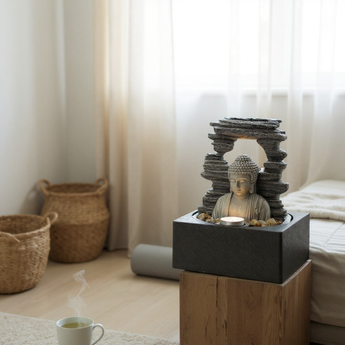 Buddha water feature indoor - buddha,