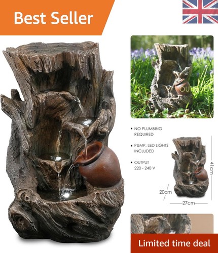Garden water feature tree log - garden,