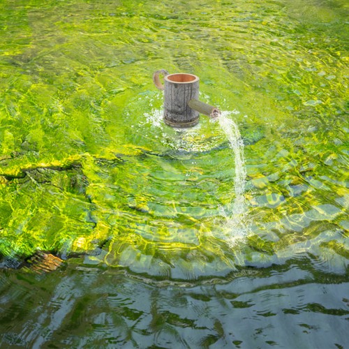 Colorful bamboo fountain - fountain, for
